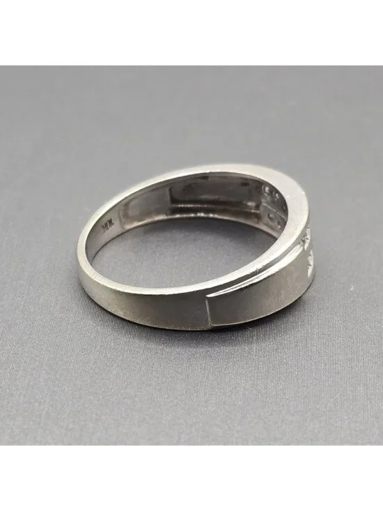 10k White Gold Natural Diamond Channel Set Band Ring Size 10.25 Signed NDI 4.05g - Picture 2 of 16